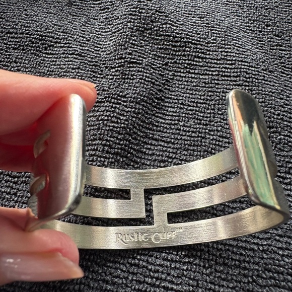 Group of Four Silver and Gold Rustic Cuff Bracelets - Picture 8 of 13